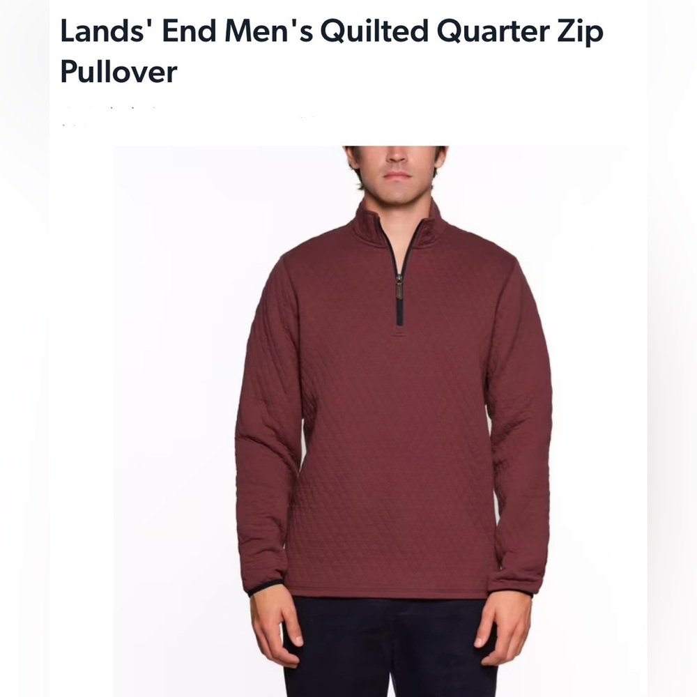 Lands' End Men's Maroon Quilted Pullover